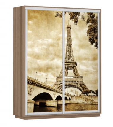 Шкаф-купе двухдверный Экспресс Дуо 1600х2400h Париж/Ясень шимо тёмный_0