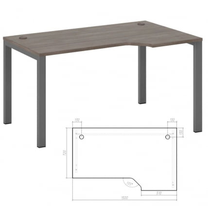 Стол эргономичный правый на металлоопорах New Line NLN36322734 Дуб шамони темный_1