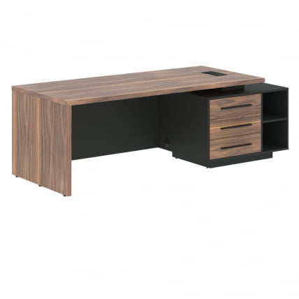 Стол руководителя правый VELION VENEER VRCT 2390 R Американский орех Яшма черная_0