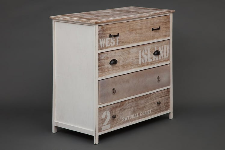 Комод с 4 ящиками Secret De Maison ISLAND ( mod. HX16-008NS ) Слоновая кость/коричневый_2