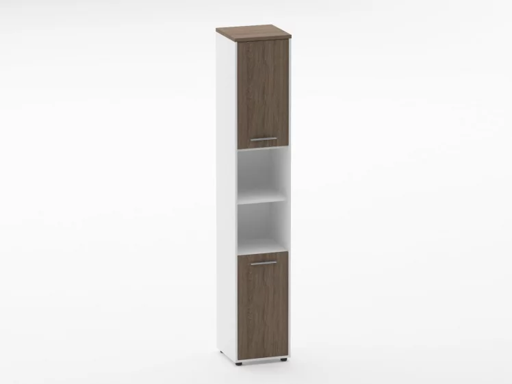 Шкаф 5 узкий закрытый с 2 -мя открытыми полками Deka 10.23.12Пр Дуб Верцаска/Белый_0