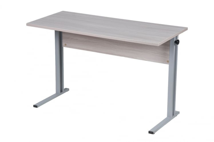 Парта двухместная (рост 6) с прямыми углами Ясень Шимо светлый/Металл Серый_1
