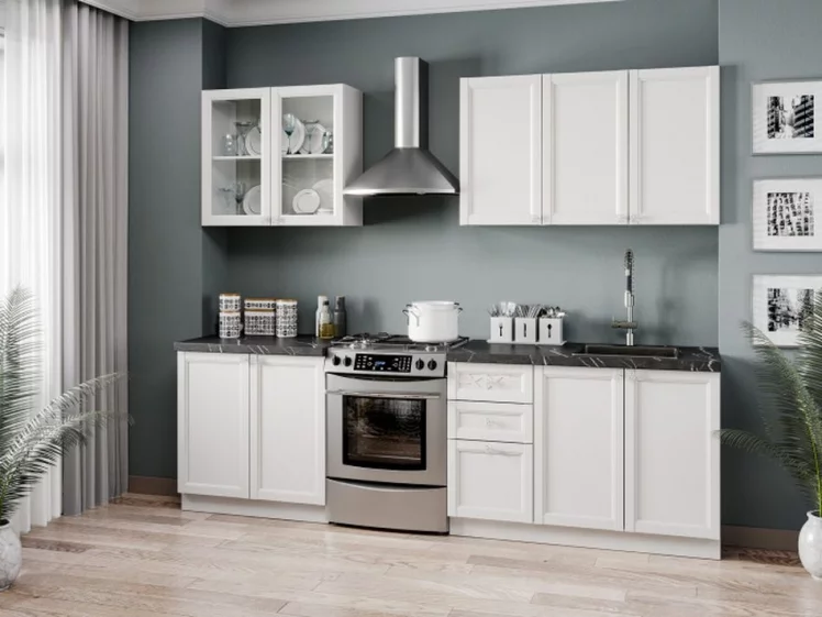 Шкаф кухонный 800 со стеклом Джулия ЛД 284.360.000.023 Белый_2