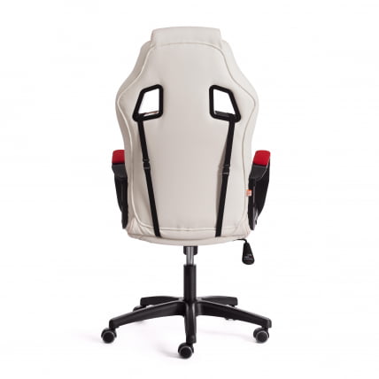 Кресло DRIVER (22) кож/зам/ткань, белый/красный, 36-01/TW-08_3