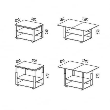 Журнальный стол-трансформер Агат 35 Дуб Вотан_8