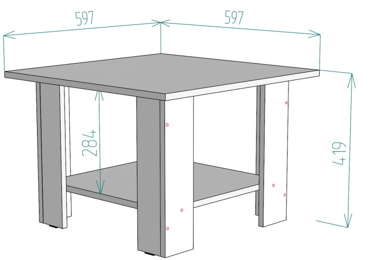 Стол журнальный TC2 419х597х597 Белый_1