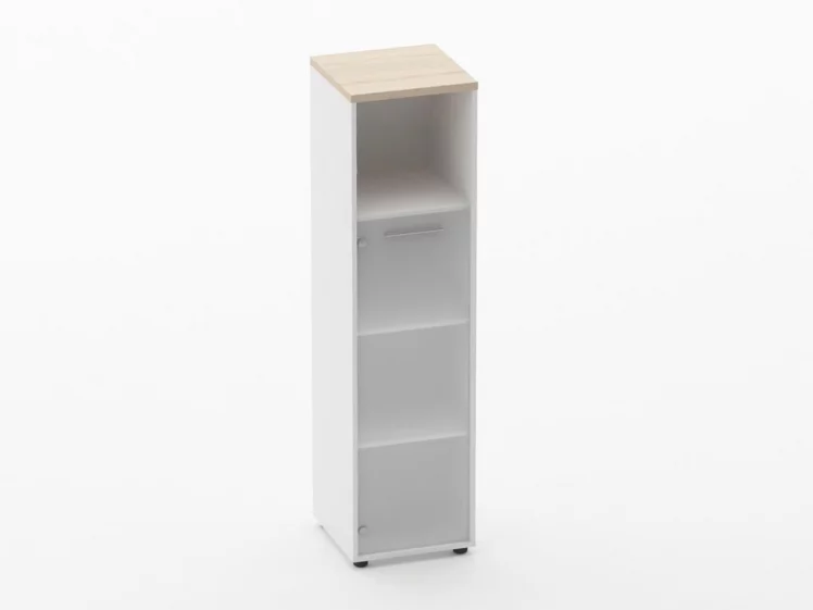 Шкаф 3 узкий 1 стеклянная дверь, с нишей Deka 10.16.16Л Туя/Белый_0