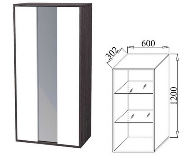 Шкаф навесной со стеклом Куб К04 Белый софт Дуб ирландский_1