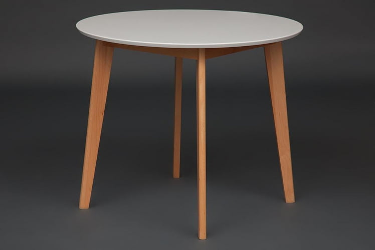 Стол обеденный BOSCO (Боско) основание бук, столешница мдф, D900, Белый+Натуральный ( Бук)_4