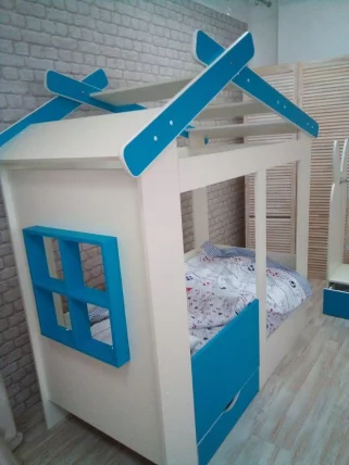 Ящик и ступенька для кровати Теремок Белый-Лазурь_5