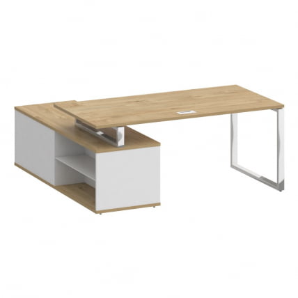 Стол руководителя с опорной греденцией, правый SHIFT SK.SRG-180 (R) Тиквуд Светлый/Белый Бриллиант_1