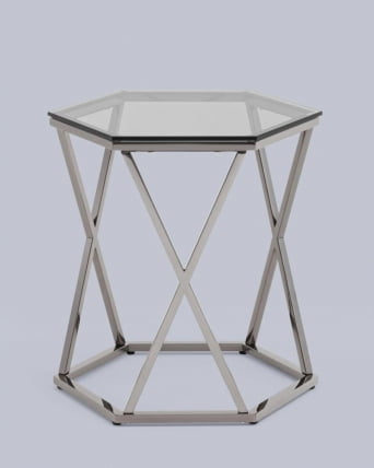 Журнальный столик Круз 48*42 стекло smoke сталь Темный хром_5