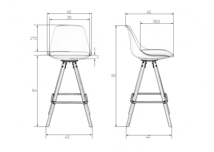 Стул полубарный DOBRIN RONNI Белый ZL-W-02_9
