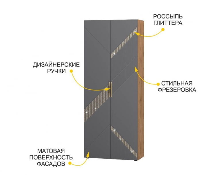 Шкаф для одежды с полками и штангой (лев/прав) Монако 402.02_1