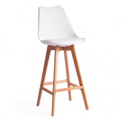 Стул барный TULIP BAR (mod. C1014H) пластик/дерево, 57 х 48 х 104 см, белый 018 /натуральный_0