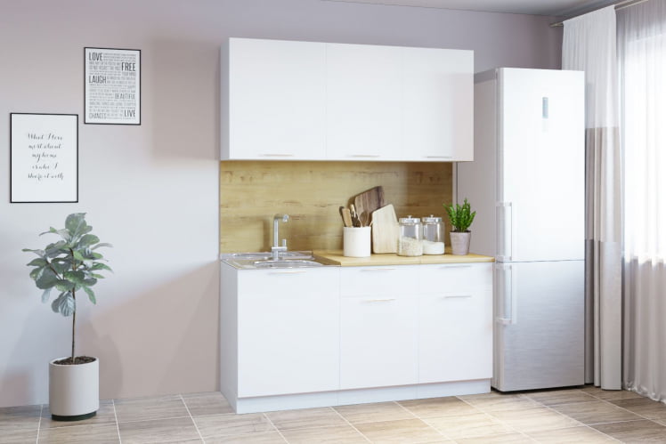 Гарнитур кухонный 1600 (накладная мойка) белый грунт_0