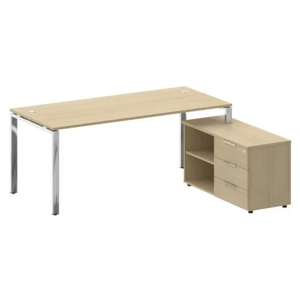 Стол рабочий руководителя с опорной тумбой левый METAL SYSTEM DIRECT БГ.СРТ-5.8 Пр Акация Лорка_0