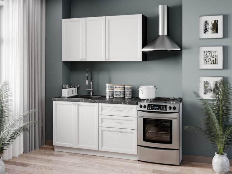 Тумба кухонная 600 с 2 ящиками ЛЮКС (4) Джулия ЛД 284.900.000.079 Черный Белый_2