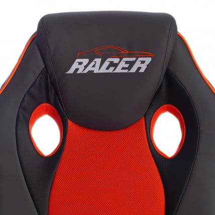 Кресло RACER кож/зам/ткань, металлик/оранжевый, 36/07_7