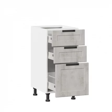 Тумба кухонная 400 с 3 ящиками ЛЮКС (4) Джамис ЛД 296.880.000.036 Белый Белый камень_1