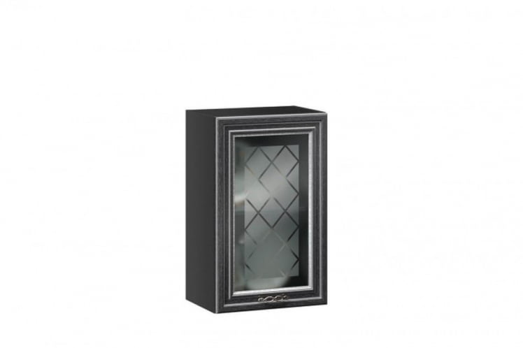 Шкаф кухонный 450 со стеклом Италия ЛД 275.337.000 Черный Дуб темный_0