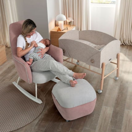 Кресло-качалка Micuna (Микуна) Wing/Moom white текстиль pink tierra/light grey_1