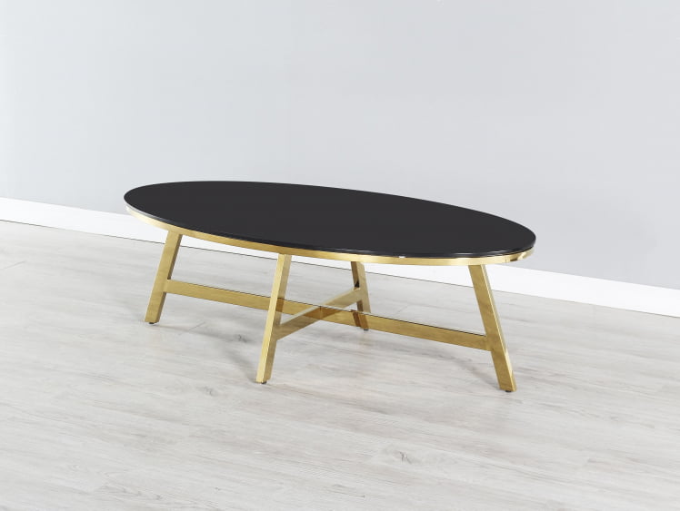 Журнальный стол АЛЬБА 100x50 Золото (стекло черное)_1