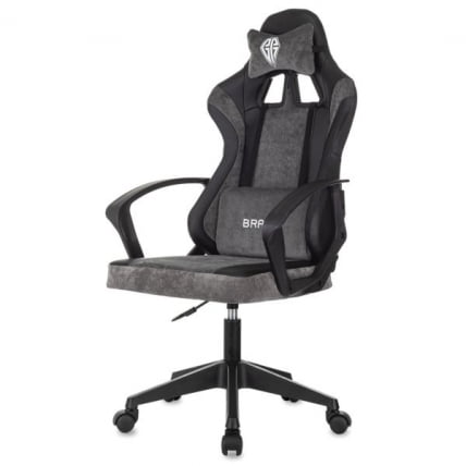 Кресло компьютерное BRABIX Forcer GM-127, 2 подушки, экокожа/велюр, черное/серое_1