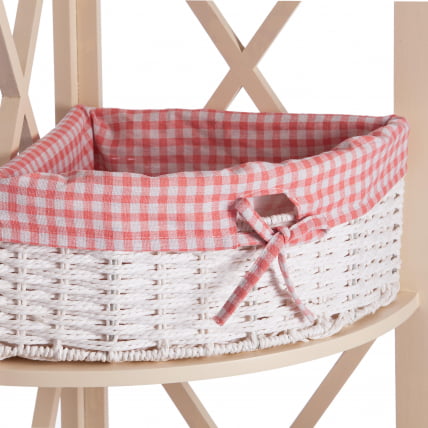 Угловая этажерка Secret De Maison ANGULAIRE 4 ( mod. PE-05 ) дерево павловния, мдф, 34x34x158см, white (белый), ткань - красная клетка_4