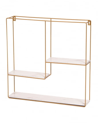 Полка Square золотая Белый мрамор_0