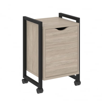 Тумба на колесных опорах с распашным фасадом LOFT VR.L-T2.K Металл черный Дуб Аттик_0