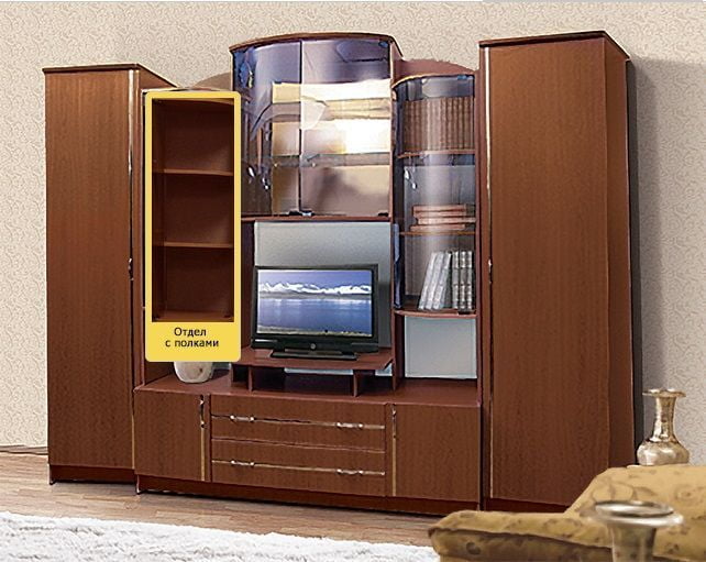 Стенка Александра 6 ЛДСП с молдингом, Орех Мария Луиза_2