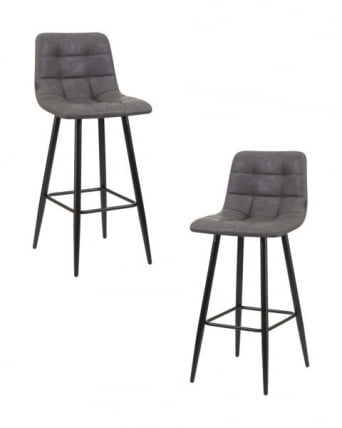 Стул барный ДОБРИН НИCОЛЕ (черные матовые ножки, серая антрацитовая винтажная экокожа (РУ-08)) 2 шт / DOBRIN NICOLE (RU-08))_0