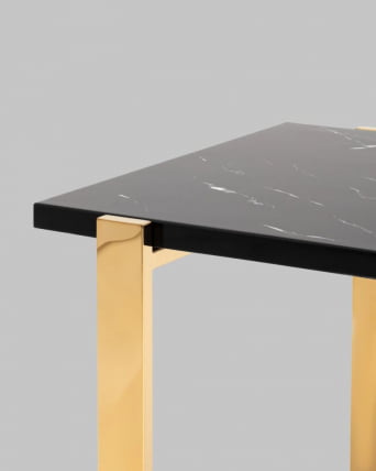 Журнальный столик Тоби 61*61 черный мрамор сталь Золото_4