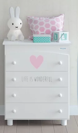Комод Micuna Wonderful пеленальный B-970 white/pink hearts_0