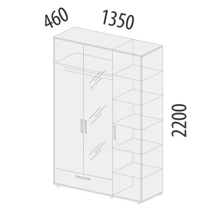 Шкаф трехдверный с зеркалом Аляска 501.28_9