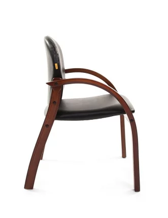 Кресло для посетителя CHAIRMAN 659 PU черный матовый/темный орех_2