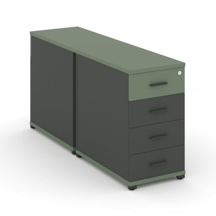 Тумба двухсторонняя опорная приставная с 4-мя ящиками CONCEPT CN.DTGO-002 B/W Кобо Антрацит_0