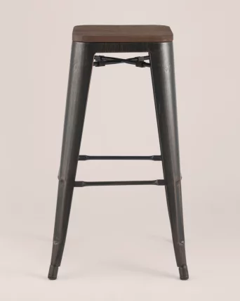 Стул барный TOLIX  WOOD Черная патина с золотом_3