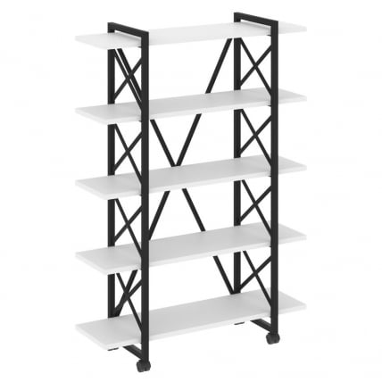 Стеллаж на колесных опорах - 5 полок LOFT VR.L-MST.K-5.8V Металл черный Белый Бриллиант_0