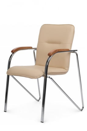 Стул Самба с деревянными подлокотниками SMB-02H Хром гальв. Бежевый_6