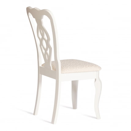 Стул Афродита/ Aphrodite дерево гевея, 46х54х99см, Ivory white, ткань кремовая с рисунком (А04)_2