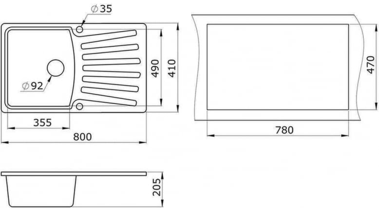 Кухонная мойка GRANULA 8001 Черный_2