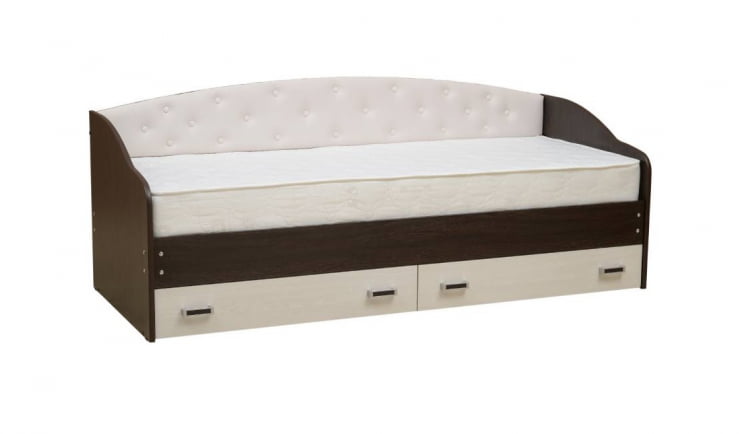 Кровать с мягким элементом Софа №7 900*1900 Ясень Шимо темный/Ясень Шимо светлый/Велюр 729_0