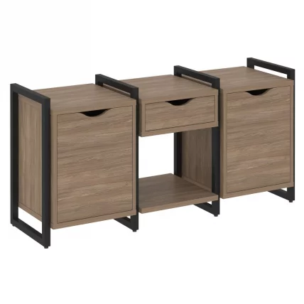 Тумба на регулируемых опорах наборная. Вариант №7 LOFT VR.L-TN-7.O Металл черный Дуб Аризона_0