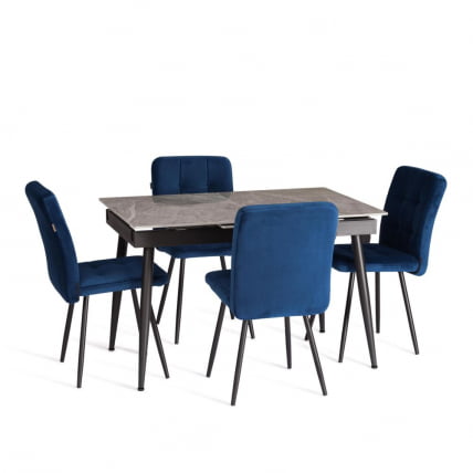 Стол обеденный Balmoral / Балморал столешница керамика (глянцевая) / опоры металл, серый/черный, (120+40)х80х75 см_13