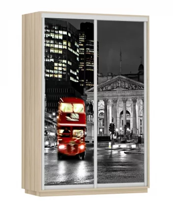 Шкаф-купе двухдверный Экспресс Дуо 1400х2400h Лондон/Ясень шимо светлый_0