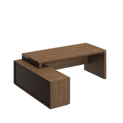 Стол руководителя левый на опорной тумбе VELAR ВЛ 138 ДТ Дуб табачный_0