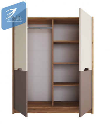 Шкаф RICH ШК-004 Миндаль/Глиняный серый/дуб крафт золотой_1