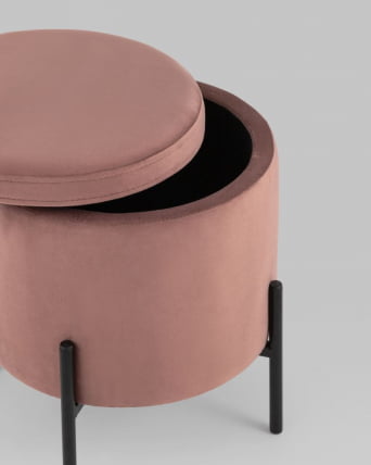 Пуф Грейс с ящиком велюр Пыльно-розовый_4